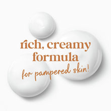 Body wash graphic showing rich, creamy formula for pampered skin