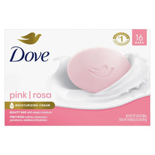 Pink heart-shaped bar soap with Dove logo, 16 bars pack