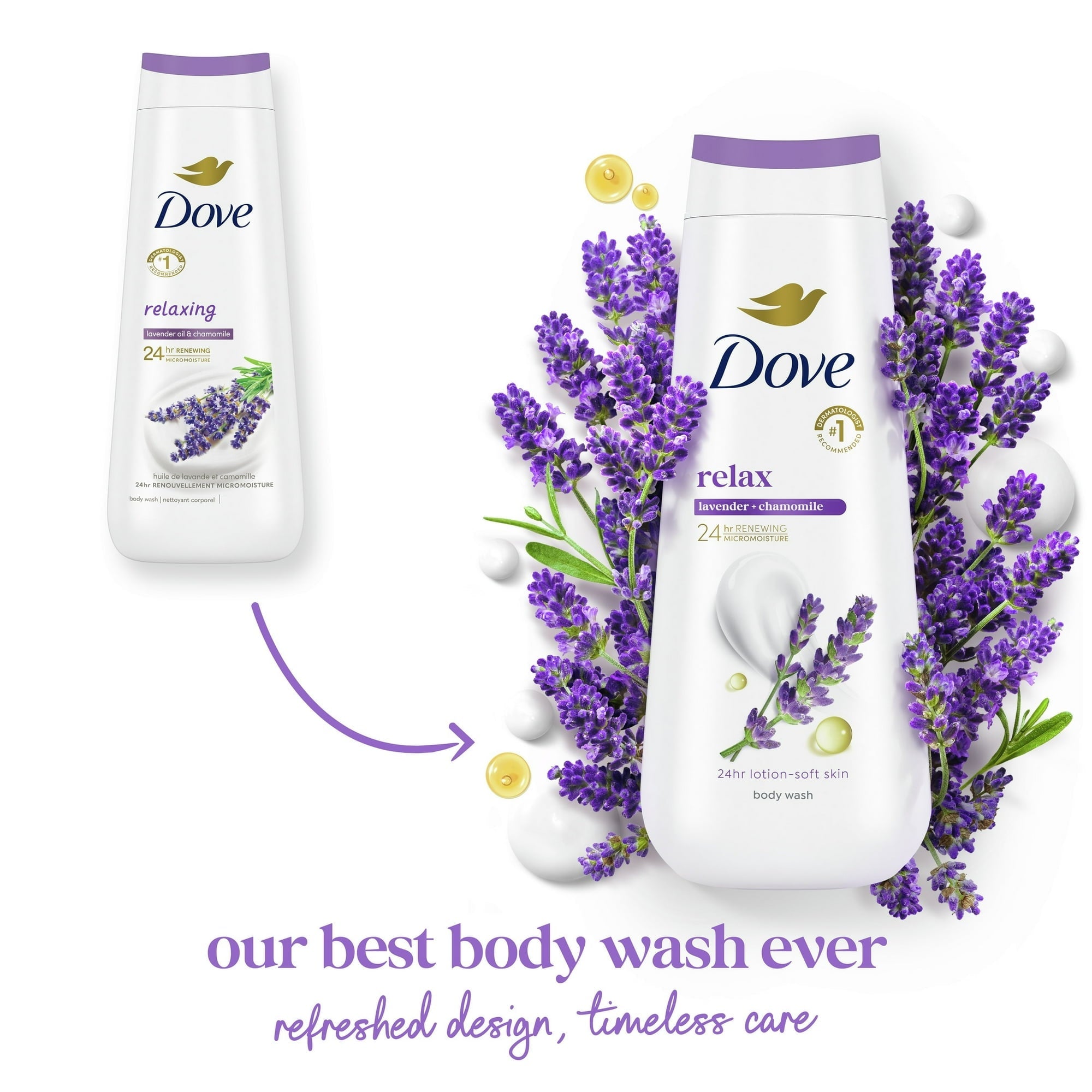 Dove Relaxing Body Wash for Women Lavender Oil & Chamomile Cleanser, 20 oz