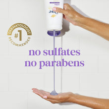 Dove relax body wash dispensed into hands with no sulfates and no parabens