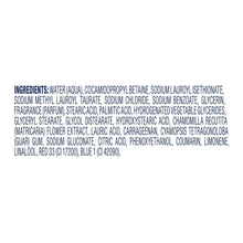 Dove body wash ingredients label text on the bottle