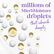 Dove body wash micromoisture droplet graphic with gold and white pearls