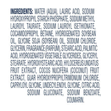 Body wash ingredient list text panel