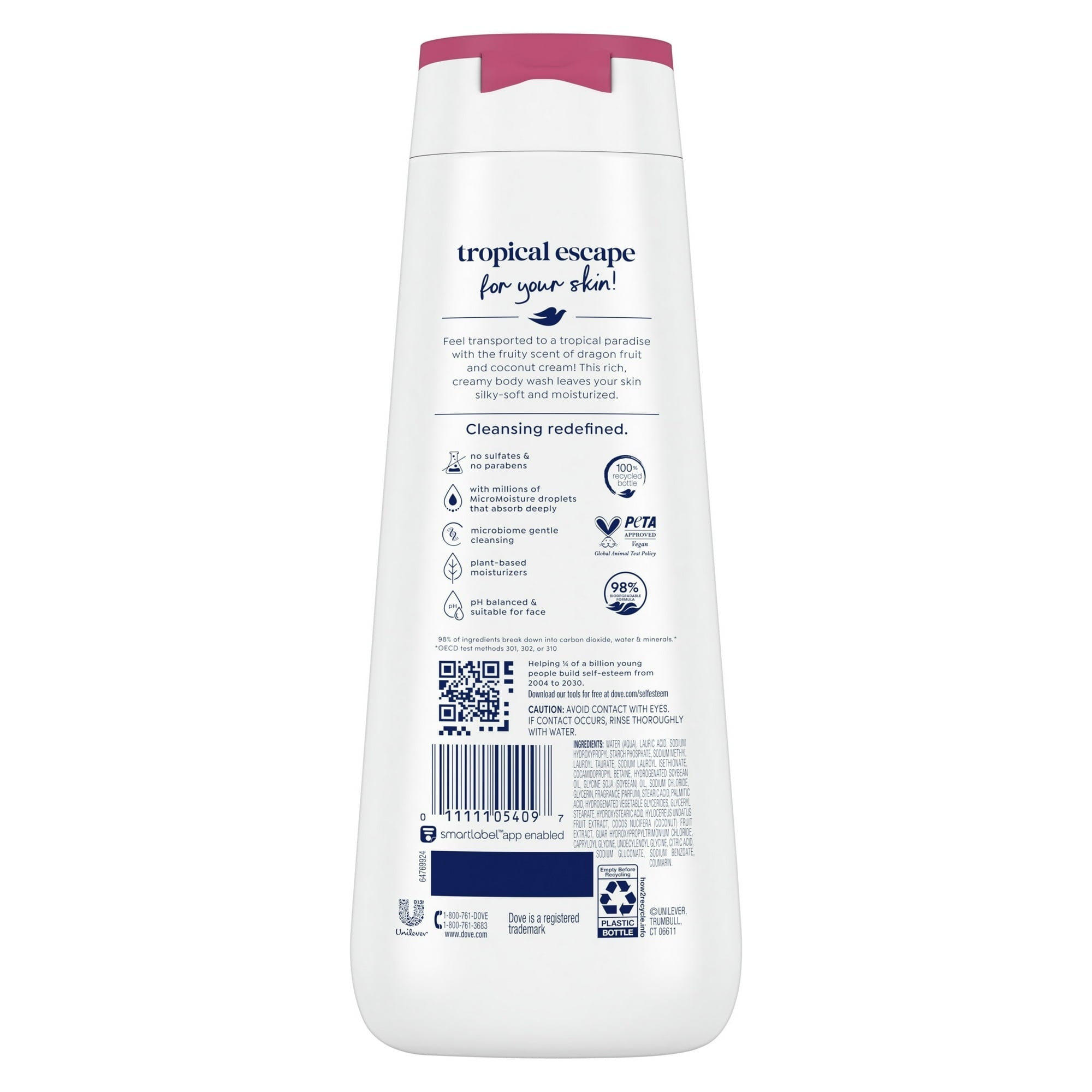 Dove Replenishing Body Wash for Women Dragon Fruit and Coconut Cream, 20 oz
