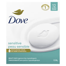 Dove sensitive beauty bar soap, white round bar with dove logo