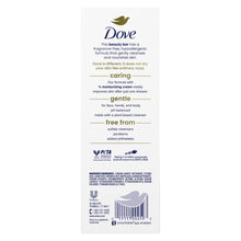 Dove sensitive beauty bar soap carton side panel with product information