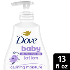 Dove Sensitive Skin Care Baby Lotion Calming Moisture for a Soothing Scented Lotion Calming Moisture Hypoallergenic and Dermatologist-Tested, 13 Fl oz