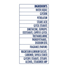 Lotion ingredients list panel with 'Ingredients' header in a blue border