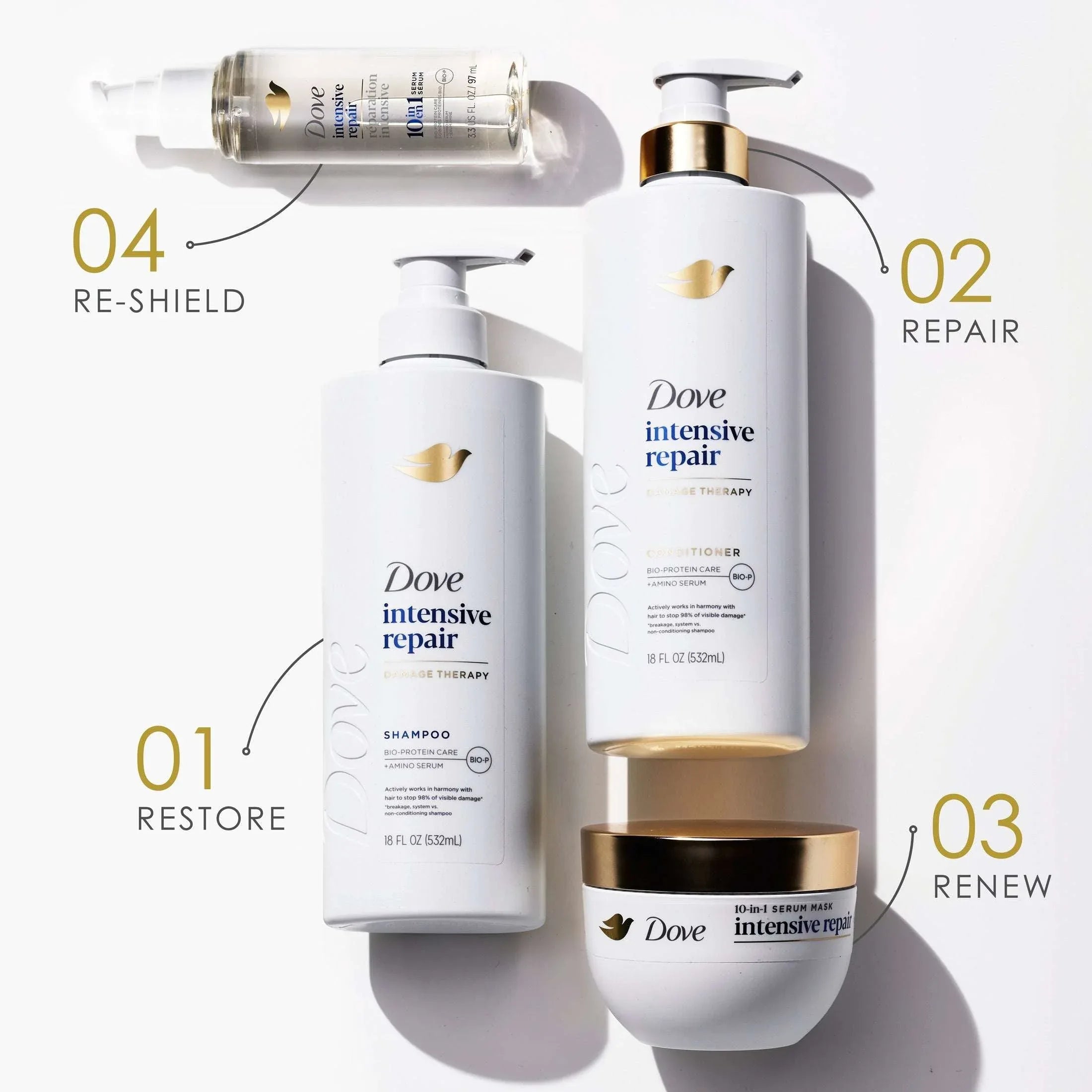 Dove Shampoo Intensive Repair with Bio-Protein Care Technology & Amino Serum, 18 oz - USA MEGA SHOP