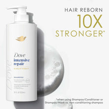 Dove intensive repair shampoo bottle with pump and gold-foil label details