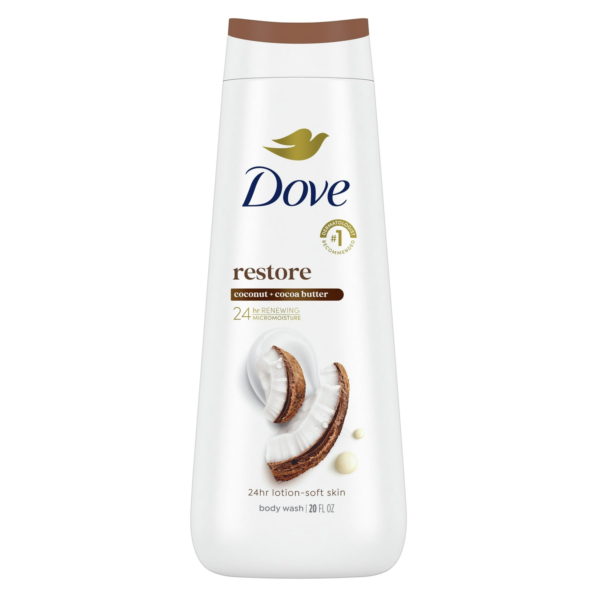Dove Women's Body Wash Restoring Coconut & Cocoa Butter Gentle Skin Cleanser All Skin, 20 oz