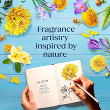 Fragrance artistry inspired by nature card with Bloom scent booster beads packaging