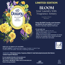 Downy Bloom limited edition scent booster beads package back panel with product details.
