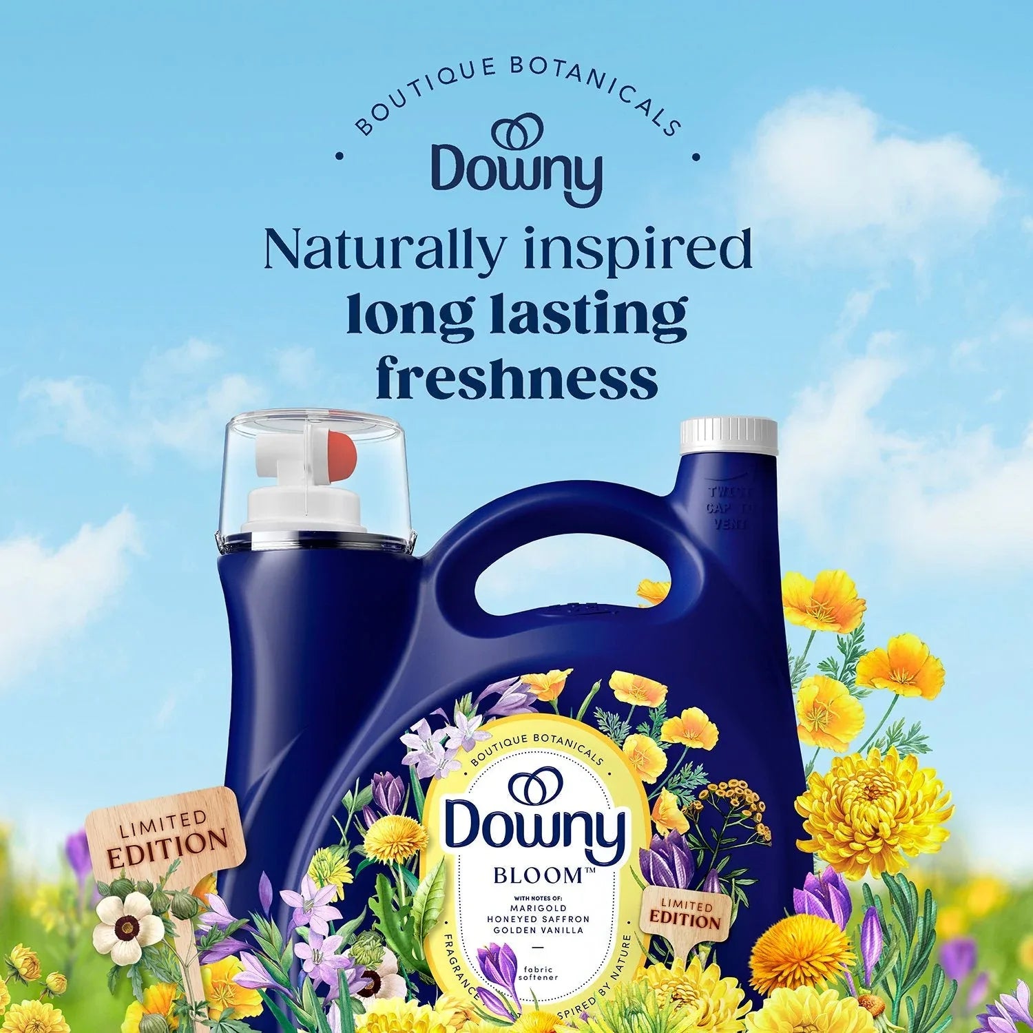 Downy Boutique Botanicals Limited Edition, Liquid Fabric Softener, Bloom, 164 loads, 111 fl. oz. - USA MEGA SHOP