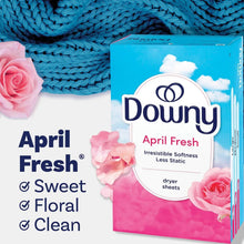 Downy April Fresh dryer sheets box with pink flowers and sweet floral notes