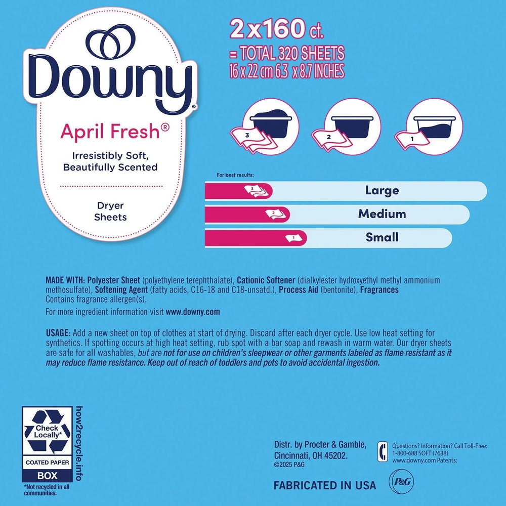 Downy Fabric Softener Dryer Sheets, April Fresh, 320 ct. - USA MEGA SHOP