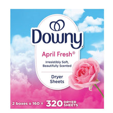 Downy April Fresh dryer sheets box, pink rose graphic, 320 sheets
