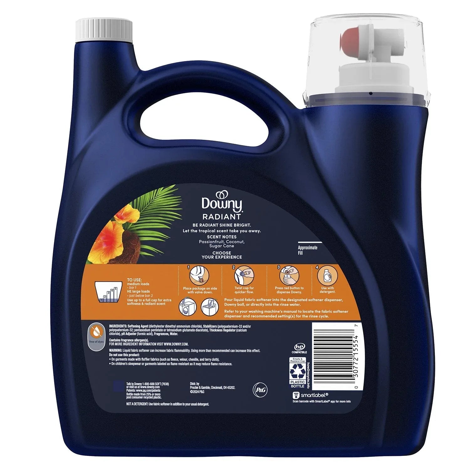 Downy Infusions Radiant Liquid Fabric Softener, Pineapple & Coconut Grove, 164 loads, 111 fl. oz. - USA MEGA SHOP
