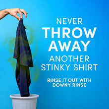 Fabric odor remover concept: person discards a stinky shirt into a bin