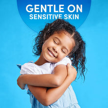 Fabric odor remover gentle on sensitive skin, child hugging white cloth