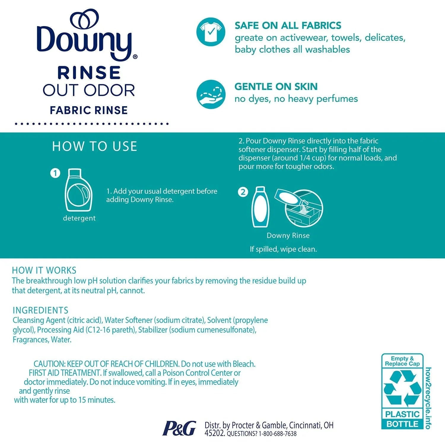 Downy Rinse Laundry Odor Remover, Cool Cotton, 87.5 fl. oz. - USA MEGA SHOP