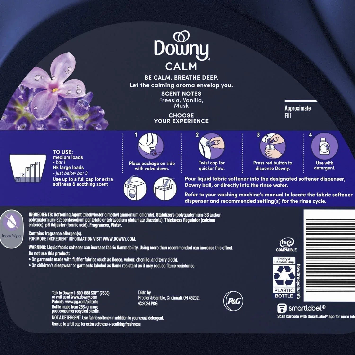 Downy Ultra Soft + Calm Liquid Fabric Softener, Lavender and Vanilla Bean, 164 Loads, 111 fl. oz.