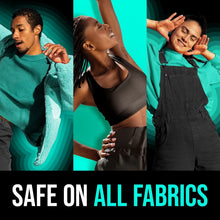 Safe on all fabrics freshness concept collage with people holding towels and clothes
