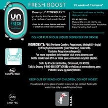 Downy Unstopables Fresh scent booster beads bottle back label with usage details