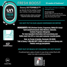 Downy Unstopables Fresh laundry scent booster beads bottle with ingredient panel
