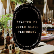 Crafted by World Class Perfumers emblem for laundry scent booster