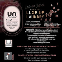 Laundry scent booster bottle back label with ingredient and warning information