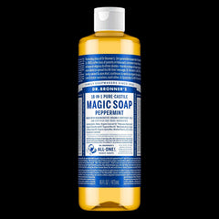 Dr. Bronner's Magic Soap - Peppermint- Pure-Castile Liquid Soap - 16 fl oz – for Face, Body Wash, Hands