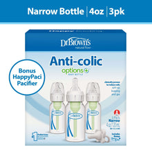 3-pack narrow anti-colic baby bottles with clear bottles and gray pacifier
