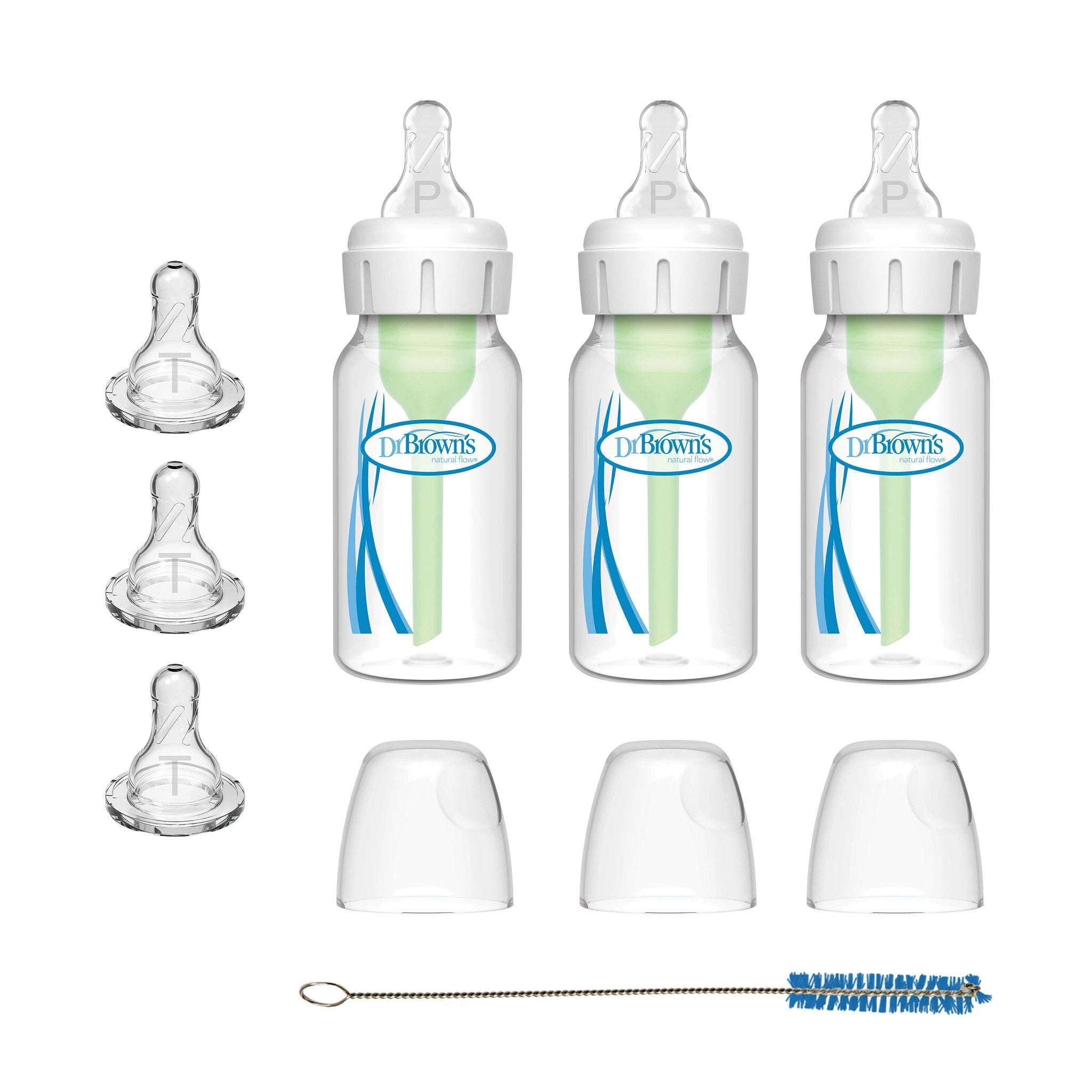 Dr. Brown’s Natural Flow Anti-Colic Options+ Narrow Baby Bottle, 4oz, Slow Flow, 0m+, 3 Pack