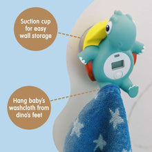 Mounting suction cup bath thermometer dinosaur for wall storage and hang-drying