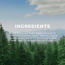 Ingredients panel listing plant oils and naturally derived fragrance for beard oil & cologne