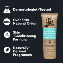 Shaving butter tube with Dr. Squatch Coconut Castaway label