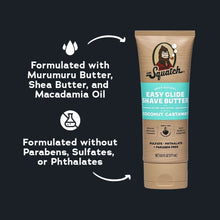 Shaving butter tube, Easy Glide Shave Butter label, Coconut Castaway