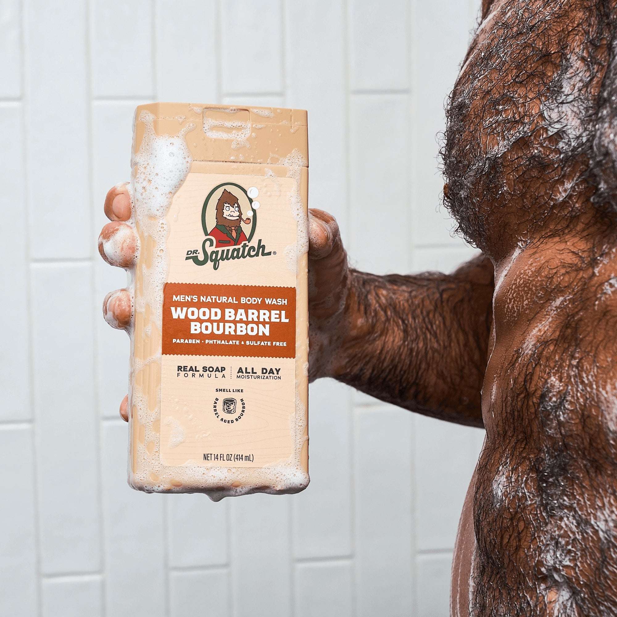 Dr. Squatch Wood Barrel Bourbon Natural Body Wash for Men, 14 fl oz