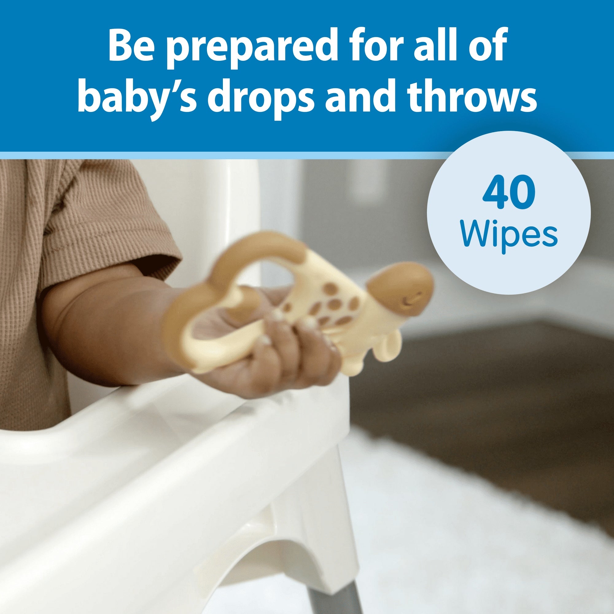 Dr. Brown's Bottle and Pacifier Healthy Wipes, Safely Clean Bottles, Baby Items, and Feeding Essentials, Hypoallergenic, 40 Count, 1-Pack