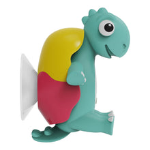 Dinosaur-shaped floating baby bath thermometer with digital display and fins