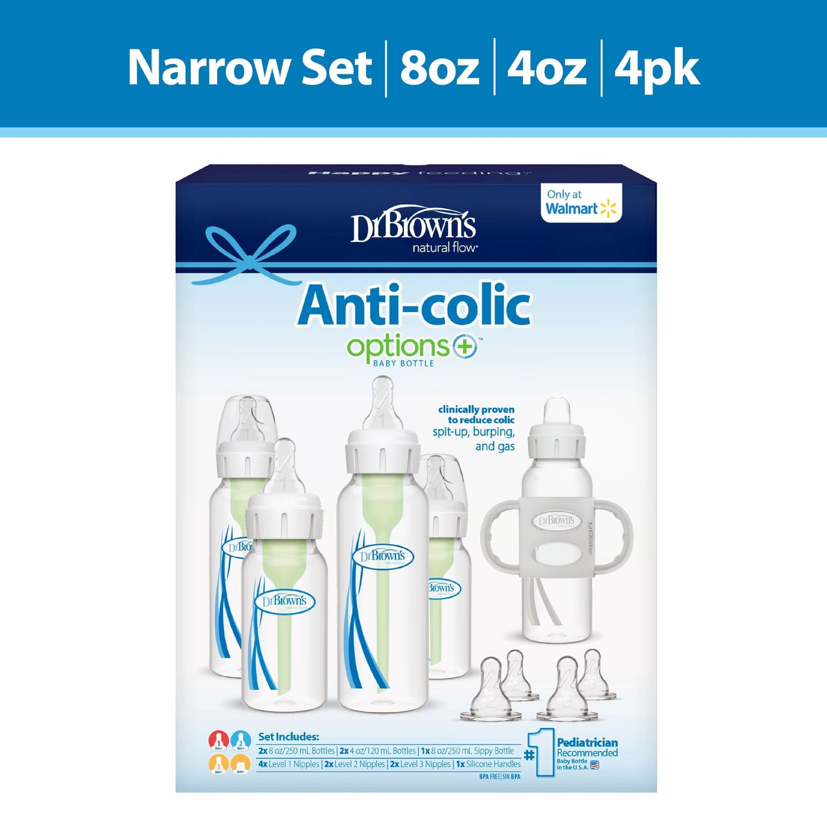 Dr. Brown's Natural Flow Anti-Colic Options+ First Year Baby Bottle Gift Set, Gray, BPA free, 0m+