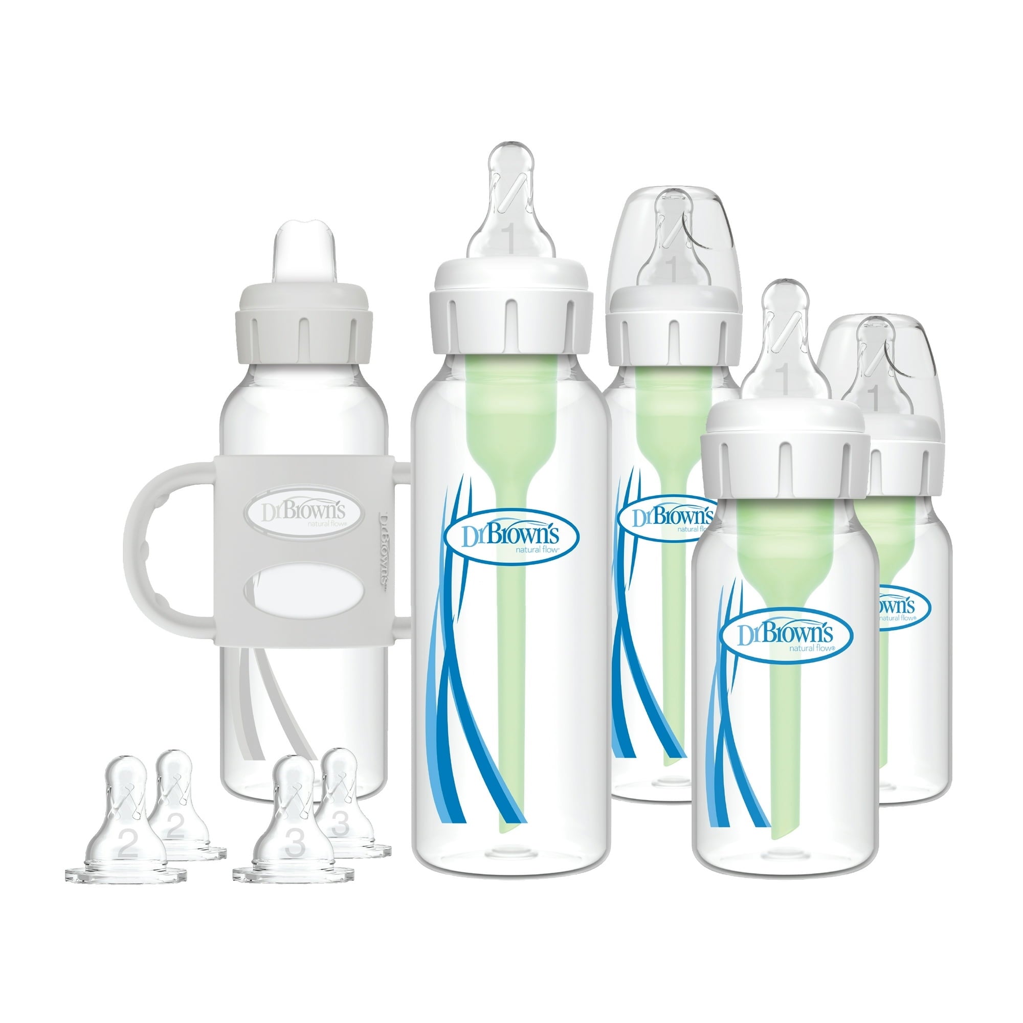 Dr. Brown's Natural Flow Anti-Colic Options+ First Year Baby Bottle Gift Set, Gray, BPA free, 0m+