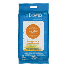Dr. Brown's nose and face healthy wipes pouch, blue package with 30 wipes
