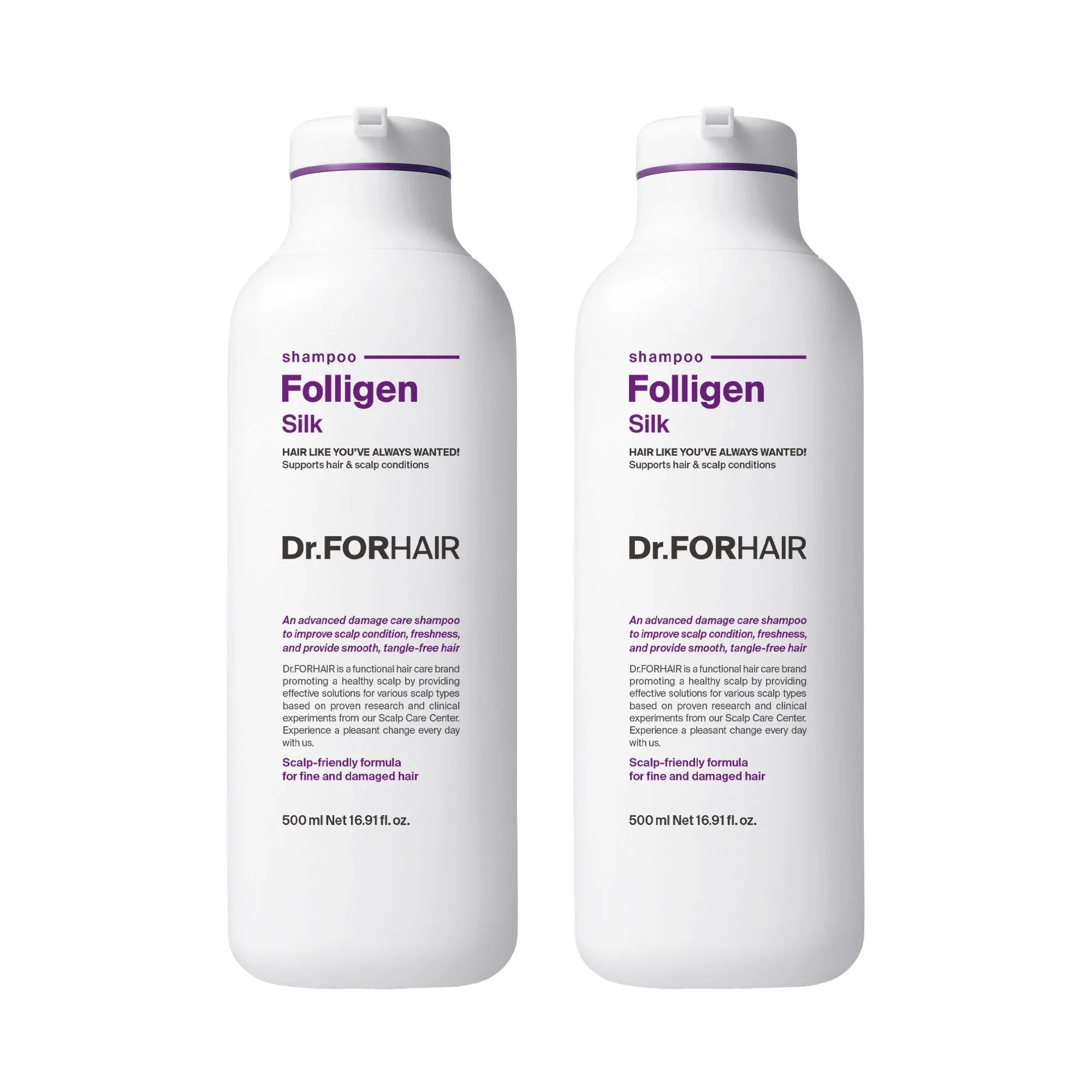 Dr.FORHAIR Folligen Silk Shampoo, 16.9 fl oz, 2-pack - USA MEGA SHOP