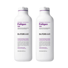Dr.FORHAIR Folligen Silk shampoo bottles, two-pack, white with purple caps