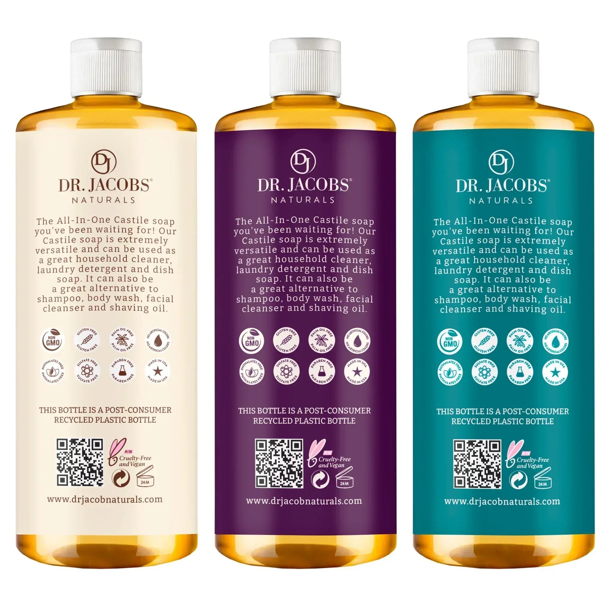 Dr. Jacobs Naturals Pure Castile Soap, Variety Pack, 32 oz, 3-count
