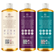 Castile soap variety pack—rear bottle labels with recycling icons and barcodes