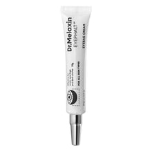 Eye bag cream tube with silver nozzle, white tube labeled Dr. Melaxin