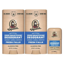 Fresh Falls aluminum-free deodorant sticks: two full-size and one travel mini